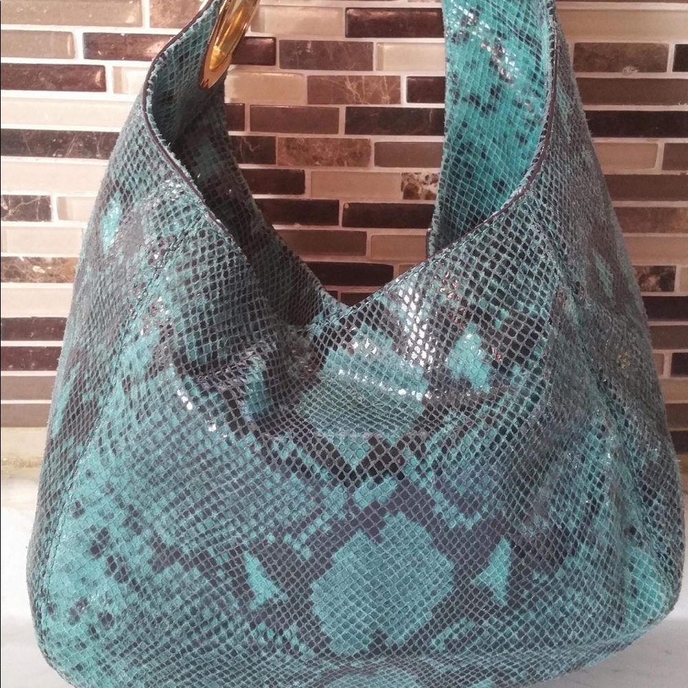 Authentic Michael Kors turquoise python hobo bag